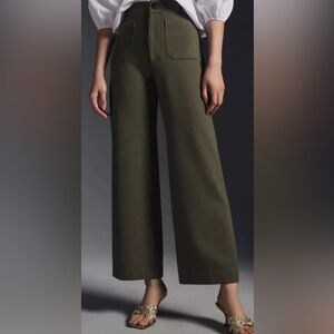 Anthropologie Maeve Colette Cropped Wide Leg Pants - Ponte Edition (stretchy!)